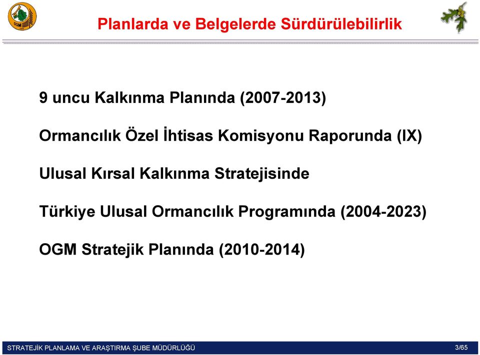 Kalkınma Stratejisinde Türkiye Ulusal Ormancılık Programında (2004-2023)