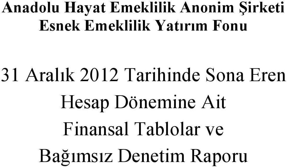 Ait Finansal Tablolar ve