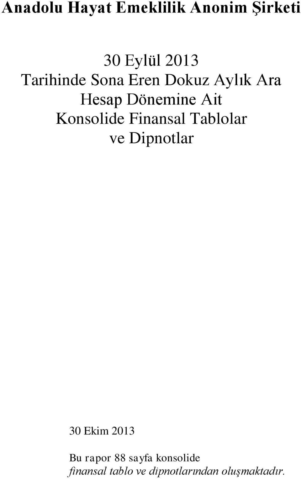 Dipnotlar 30 Ekim 2013 Bu rapor 88 sayfa