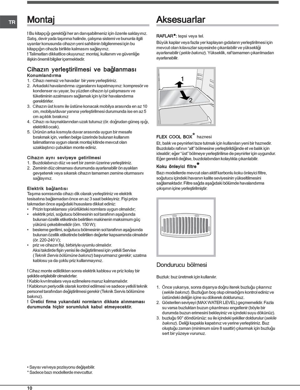 ! Talimatlarý dikkatlice okuyunuz: montaj, kullaným ve güvenliðe iliþkin önemli bilgiler içermektedir. Cihazýn yerleþtirilmesi ve baðlanmasý Konumlandýrma 1.