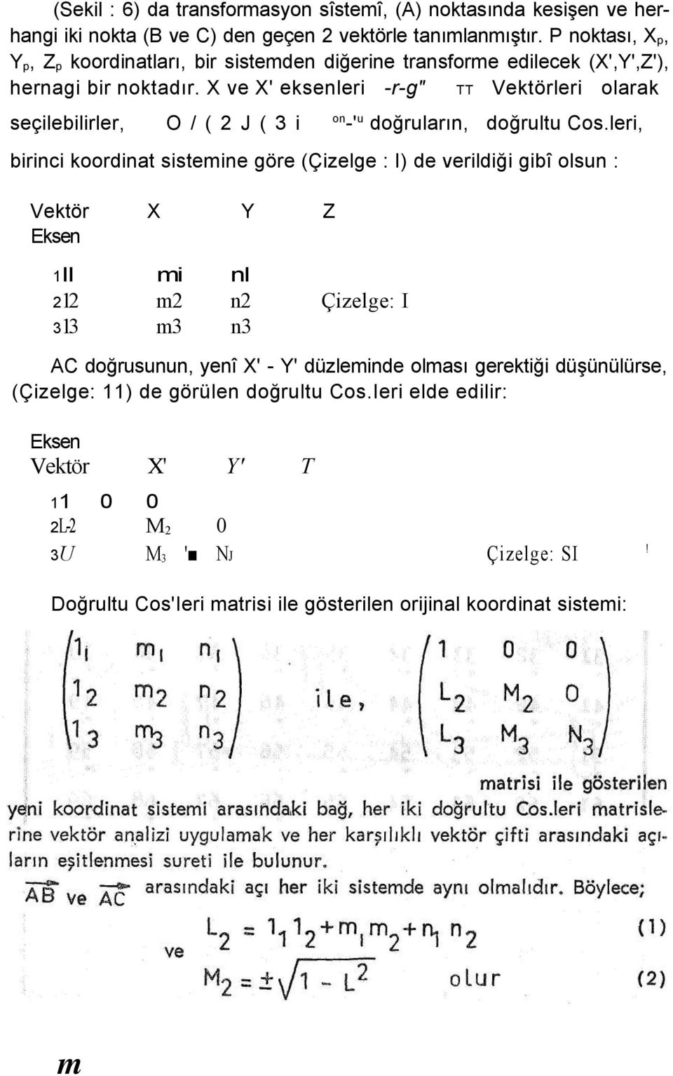 X ve X' eksenleri -r-g" TT Vektörleri olarak seçilebilirler, O / ( 2 J ( 3 i on -' u doğruların, doğrultu Cos.
