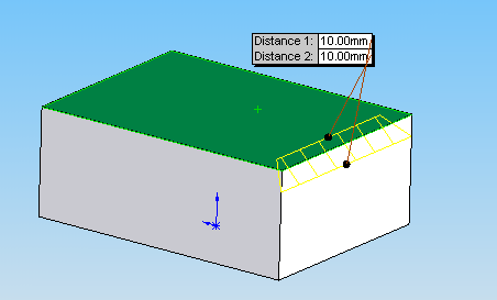 41 Chamfer tipleri üç tanedir. - Angle -Distance : Açı-mesafe, bu tipte belirtilen uzaklıkta ve verilen açıda pah kırma işlemi yapılır. Ok yönü mesafenin alınacağı yönü gösterir.
