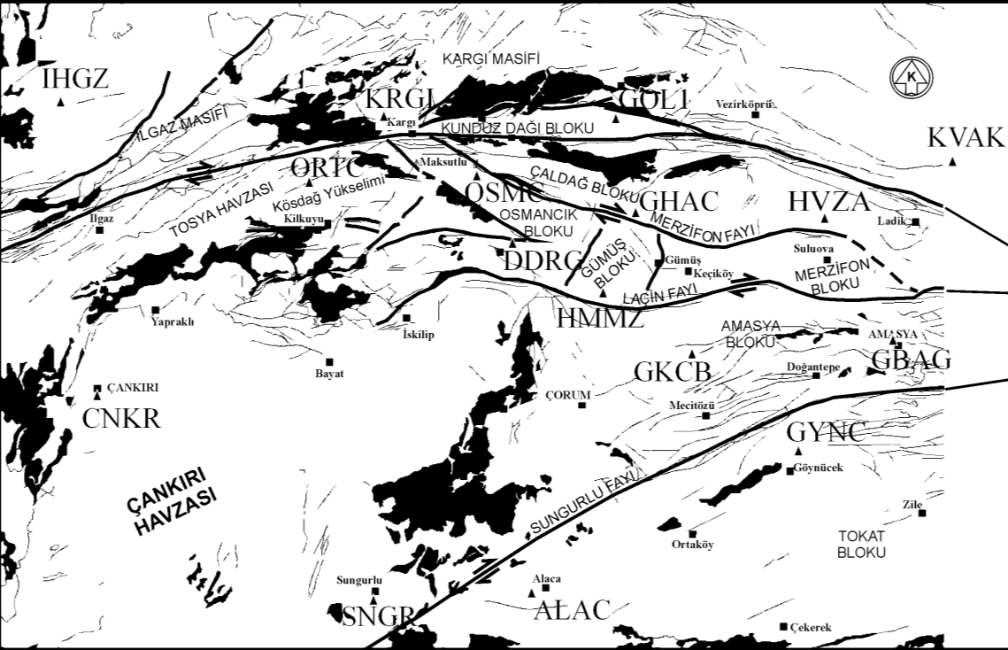 H. Yavaşoğlu, E. Tarı Şekil 1.Orta-KAF çalışma bölgesi ve GPS istasyonları Tablo 1. Son yüzyılda bölgede meydana gelen büyük depremler Tarih Deprem-Fay-Uzunluk Ms 09.03.1902 Çankırı 5.5 25.06.