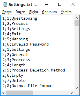 Ayar Dosyası Bk-Mobile Programının Kurulumu Programın çalışması esnasında çıkan tüm mesajlar Settings.