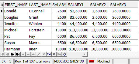 TO_CHAR FONKSİYONU (SAYI) Personellerin maaşlarını ekran görüntüsündeki gibi listeleyelim SELECT first_name,last_name,salary,