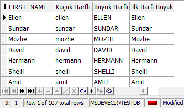 BÜYÜK KÜÇÜK KARAKTER DÖNÜŞÜM FONKSİYONLARI Personellerin adlarını hepsi büyük,hepsi küçük ve ilk harfi büyük olacak şekilde listeleyelim