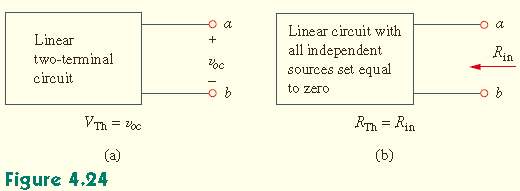 4.5 Thevenin Teoremi Böylece, Şekil 4.24(a) da gösterildiği gibi V Th uçlardaki açık devre gerilimine eşit olur.