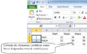 Resim 2.8: Otomatik tamamlama 2.7. Otomatik Doldur Elektronik tablolama yazılımında sayılar, günler, aylar ve rakamlar otomatik doldurabilir.