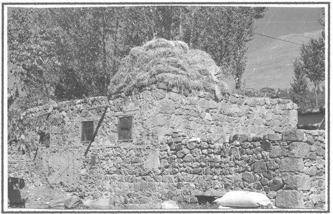 F.Ü.Sosyal Bilimler Dergisi 2001 11 (2) çimento kullanılırken, taş eklentiler ve taş bahçe duvarlarında harç olarak çamur kullanılmaktadır (Foto 3).