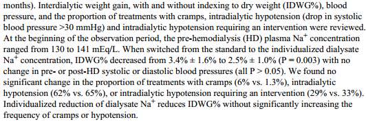 Pre-HD dönemde hastalarda plazma sodyum konsantrasyonu 130-141mEq/L arasında değişmekte idi.