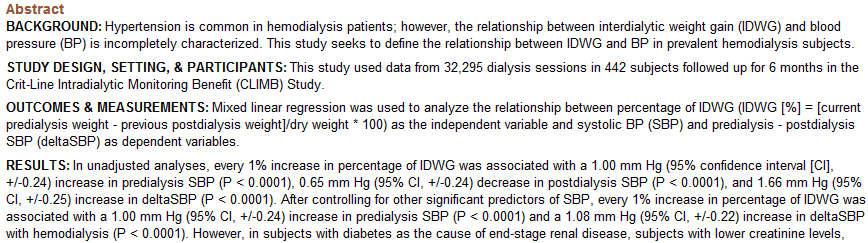 442 HD hastasında 32295 diyaliz seansında, kan basıncı ile interdialitik kilo artışı arasında ilişki olup olmadığı