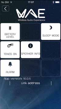 GELIŞMIŞ AYARLAR PANELI Önceki panele dönmek için geri düğmesi (ios'da). Android'de geri düğmesini kullanın. Uyku modunu yapılandırın. Pil seviyesini görüntüleyin.