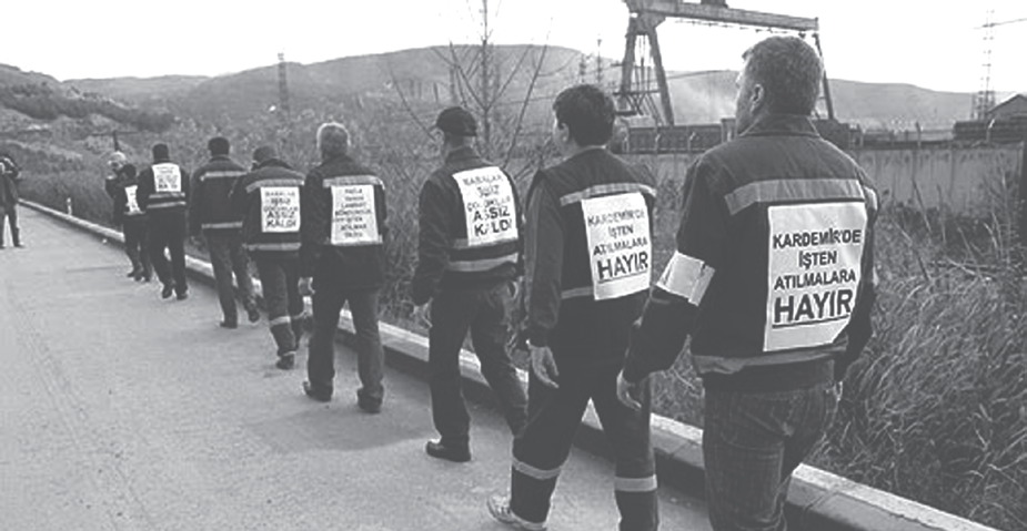 Ocak 2011 yeni dünya için ÇAĞRI nın İŞÇİ EKİ 14 Kardemir de neler oluyor? Kasım, Aralık 2010 ayı içerisinde Karabük te, Kardemir den atılan işçilerin direnişi yaşandı. İşçiler Ankara yoluna düştü.