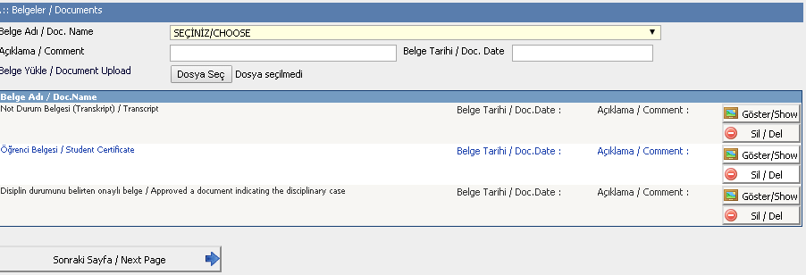 3.6. Belgeler İstenen belgeleri yükleyiniz.