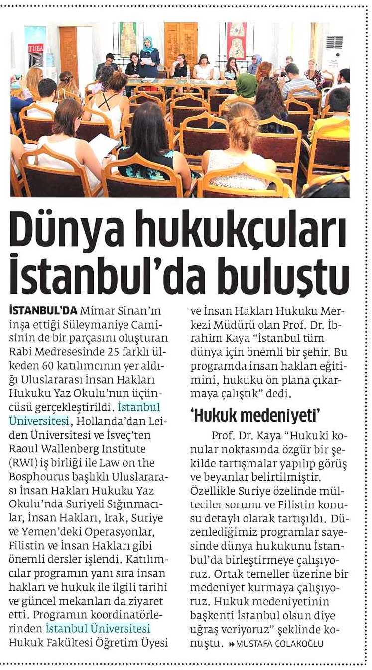 DÜNYA HUKUKÇULARI ISTANBULDA BULUSTU Yayın Adı :