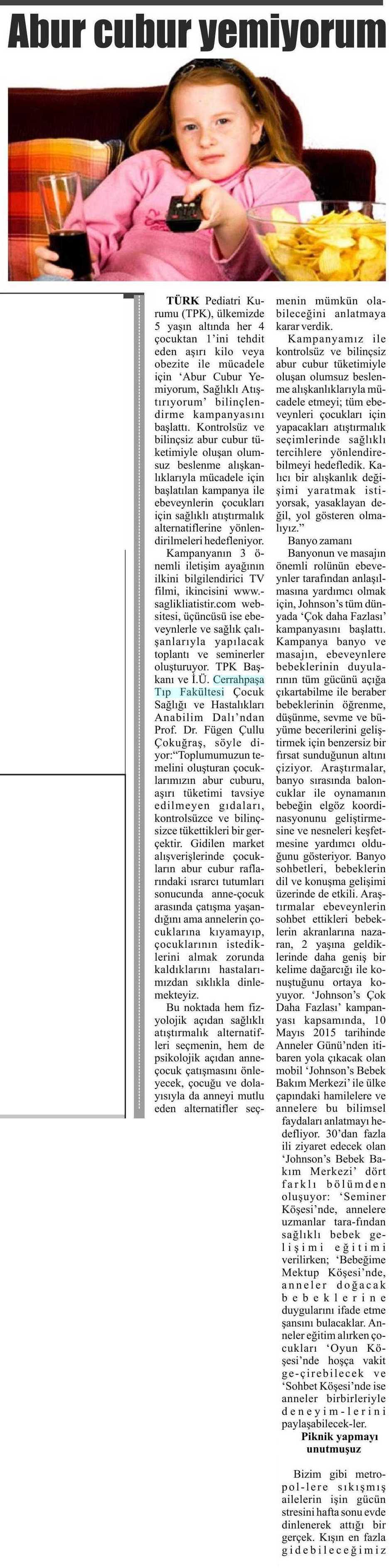 ABUR CUBUR YEMIYORUM Yayın Adı : Düzce Postası Gazetesi Periyod :