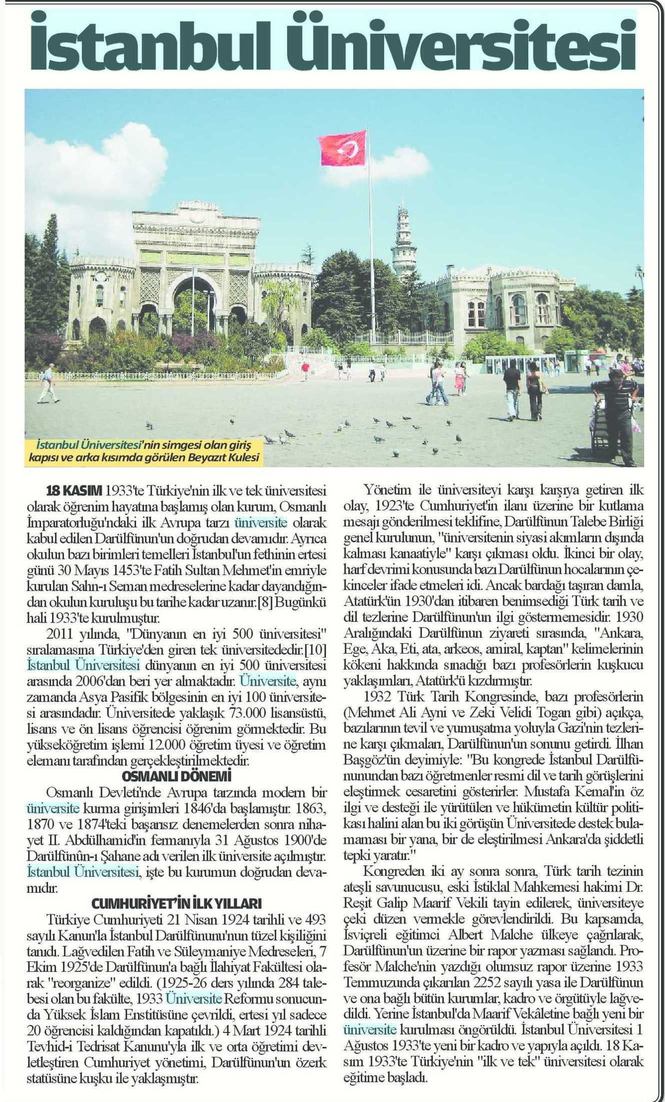 ISTANBUL ÜNIVERSITESI Yayın Adı : Antalya Yeni Alanya