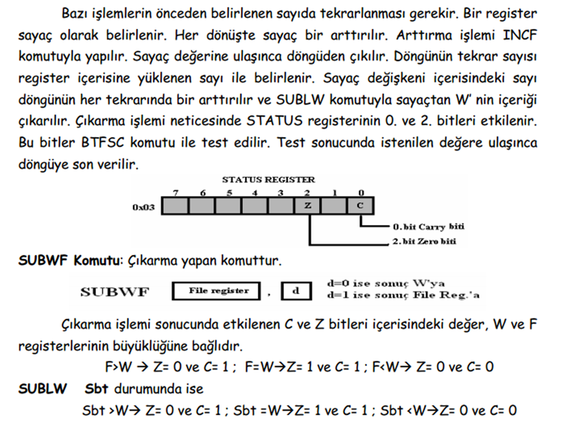 KARŞILAŞTIRMA KOMUTLARI İLE TEKRARLI İŞLEMLER