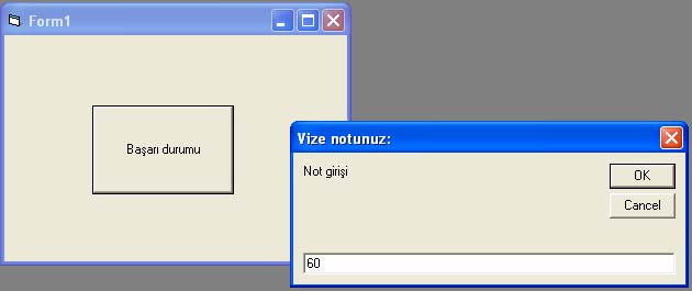 notlarını hesaplayarak, başarı durumunuzu gösteren bir program yazalım. Bunun için form üzerine bir komut butonu ekleyip caption özelliğini Başarı durumunuz olarak yazın.