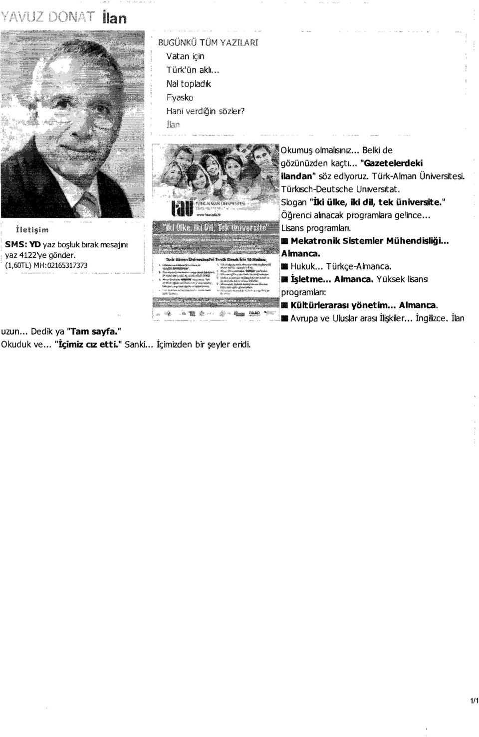 i1uk blrak rresajlnt III Mekatronik Sistemler MUhendiSligi...,Almanca. (l,6otl) MH:02165317373 Hukuk... Ti.irk~e-Almanca. uzun... Dedik ya "Tam sayfa." Okuduk ve... n~imiz CIZ etti.