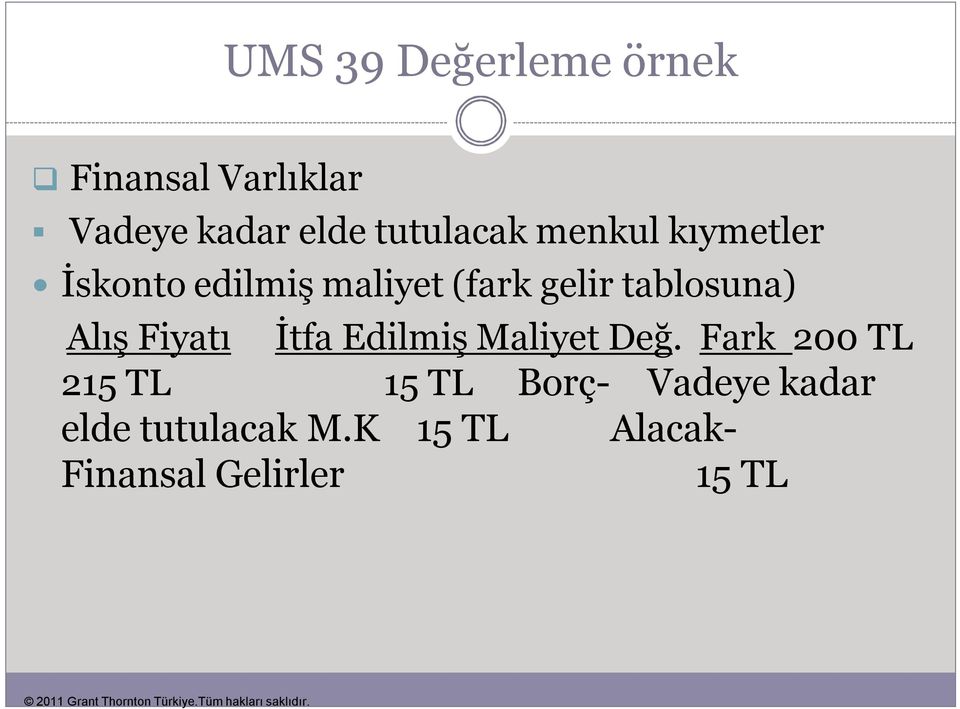 tablosuna) Alış Fiyatı İtfa Edilmiş Maliyet Değ.