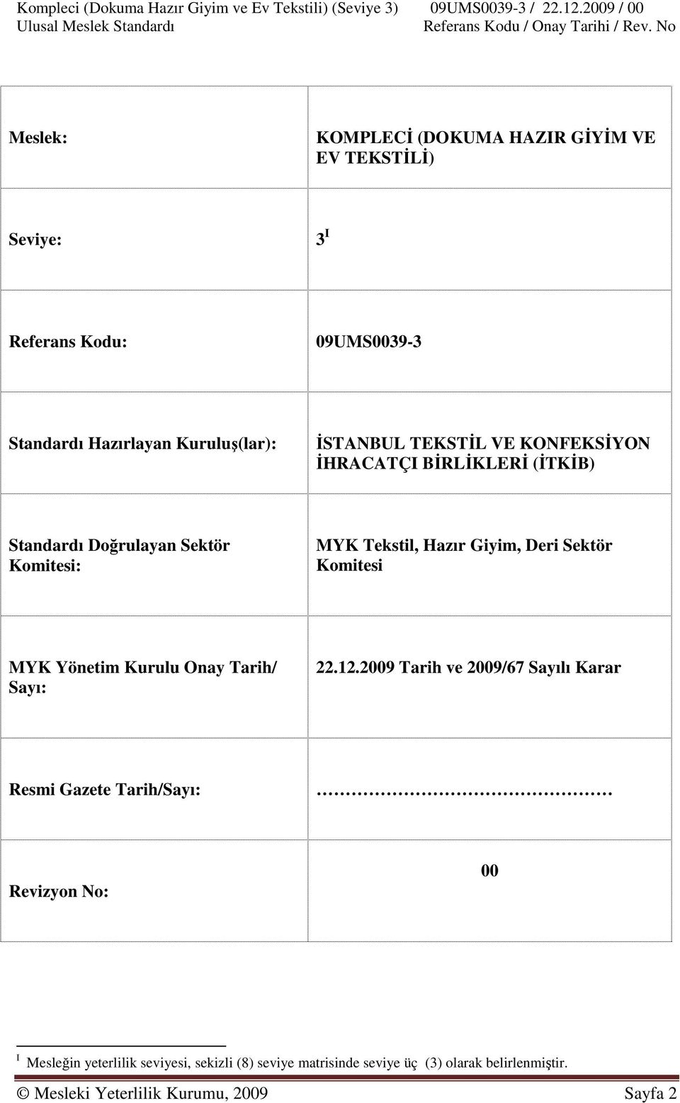 Sektör Komitesi MYK Yönetim Kurulu Onay Tarih/ Sayı: 22.12.