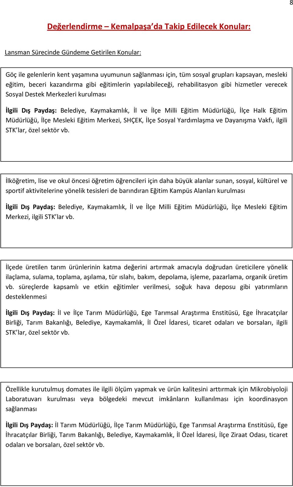 Müdürlüğü, İlçe Halk Eğitim Müdürlüğü, İlçe Mesleki Eğitim Merkezi, SHÇEK, İlçe Sosyal Yardımlaşma ve Dayanışma Vakfı, ilgili STK lar, özel sektör vb.