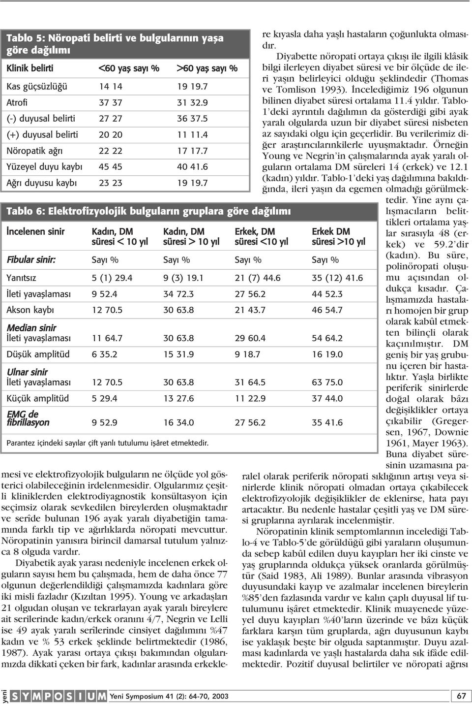 7 Tablo 6: Elektrofizyolojik bulgular n gruplara göre da l m mesi ve elektrofizyolojik bulgular n ne ölçüde yol gösterici olabilece inin irdelenmesidir.