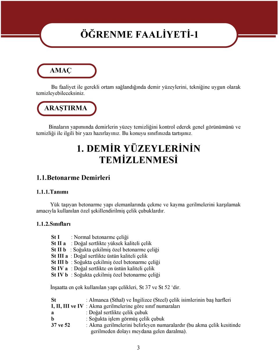 1.Betonarme Demirleri 1.1.1.Tanımı 1.