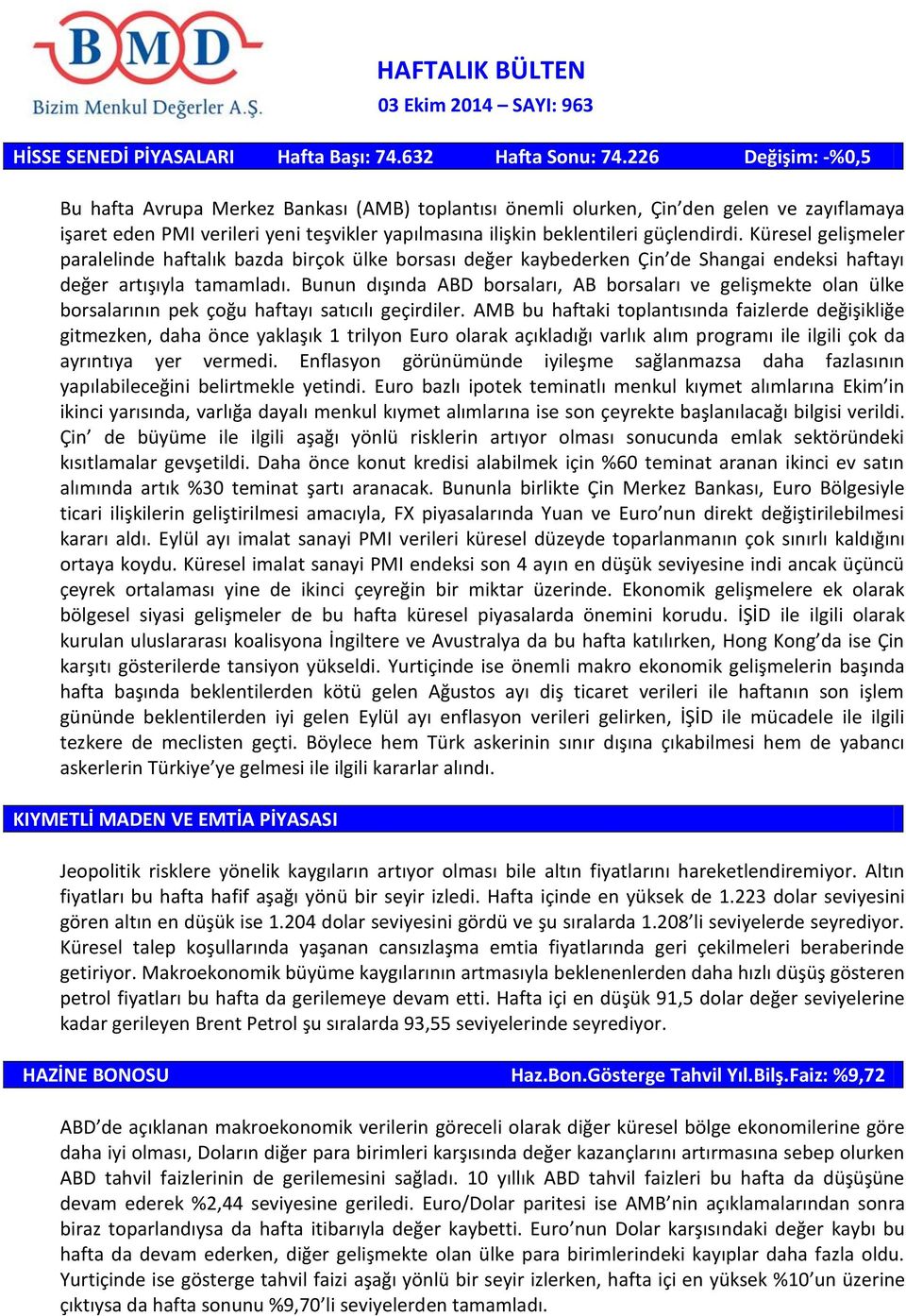 Küresel gelişmeler paralelinde haftalık bazda birçok ülke borsası değer kaybederken Çin de Shangai endeksi haftayı değer artışıyla tamamladı.