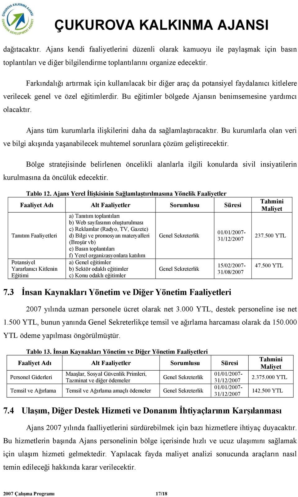 Ajans tüm kurumlarla ilişkilerini daha da sağlamlaştıracaktır. Bu kurumlarla olan veri ve bilgi akışında yaşanabilecek muhtemel sorunlara çözüm geliştirecektir.