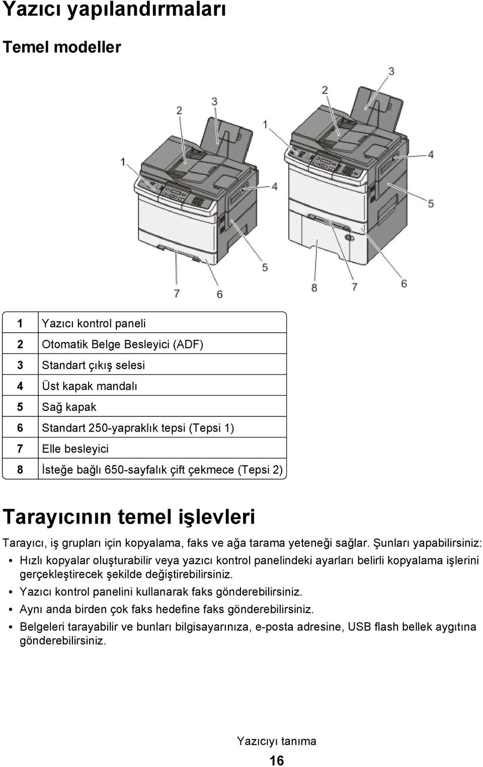 Şunları yapabilirsiniz: Hızlı kopyalar oluşturabilir veya yazıcı kontrol panelindeki ayarları belirli kopyalama işlerini gerçekleştirecek şekilde değiştirebilirsiniz.