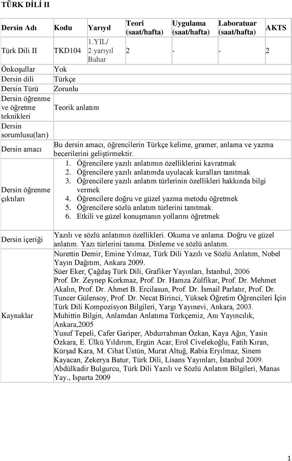 Türkçe kelime, gramer, anlama ve yazma becerilerini geliştirmektir. 1. Öğrencilere yazılı anlatımın özelliklerini kavratmak 2. Öğrencilere yazılı anlatımda uyulacak kuralları tanıtmak 3.