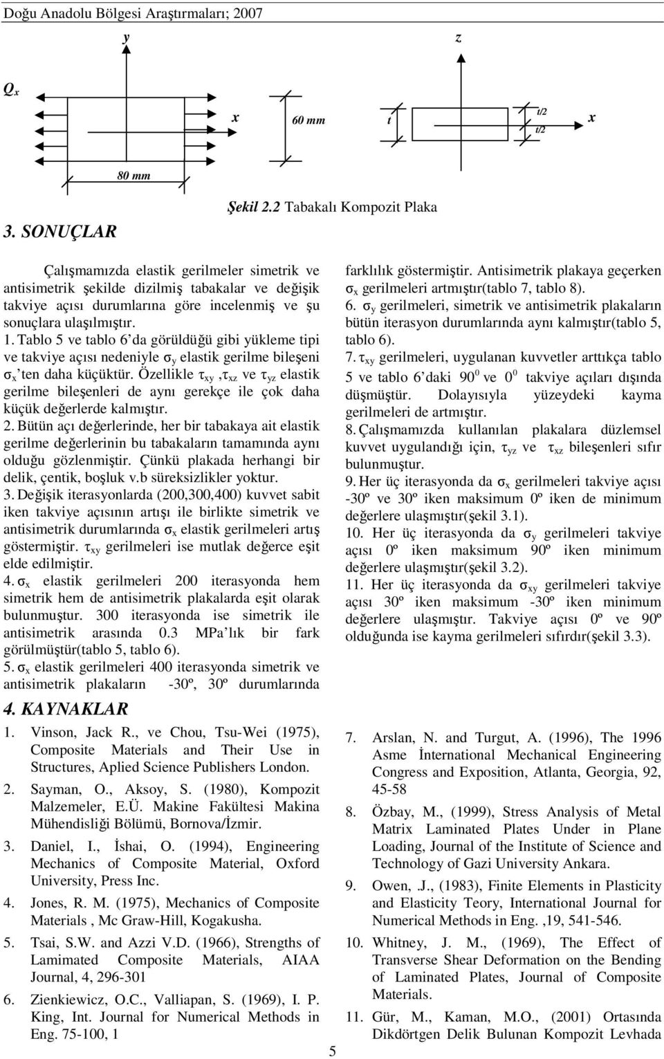 . Tablo 5 ve tablo 6 da görüldüğü gibi üleme tipi ve tavie açısı nedenile elasti gerilme bileşeni ten daha üçütür.