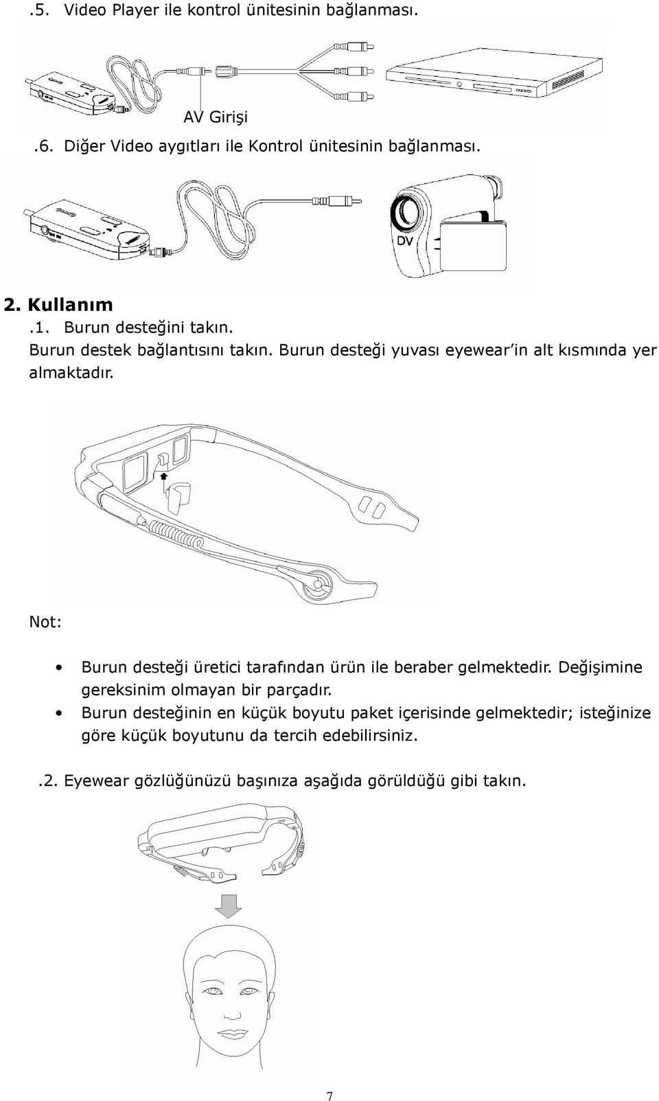 Not: Burun desteği üretici tarafından ürün ile beraber gelmektedir. Değişimine gereksinim olmayan bir parçadır.