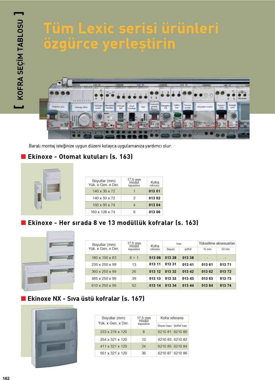 163) Boyutlar (mm) Yük. x Gen. x Der.