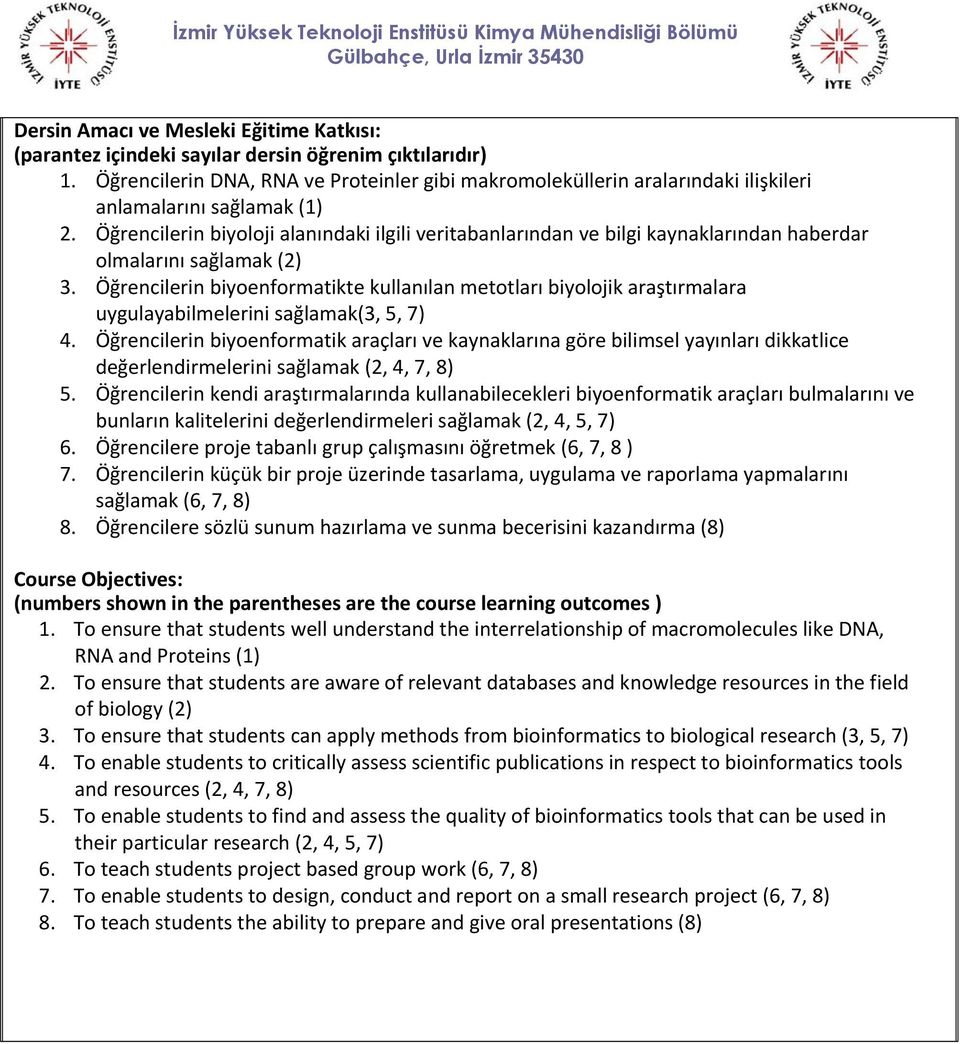 Öğrencilerin biyoloji alanındaki ilgili veritabanlarından ve bilgi kaynaklarından haberdar olmalarını sağlamak (2) 3.