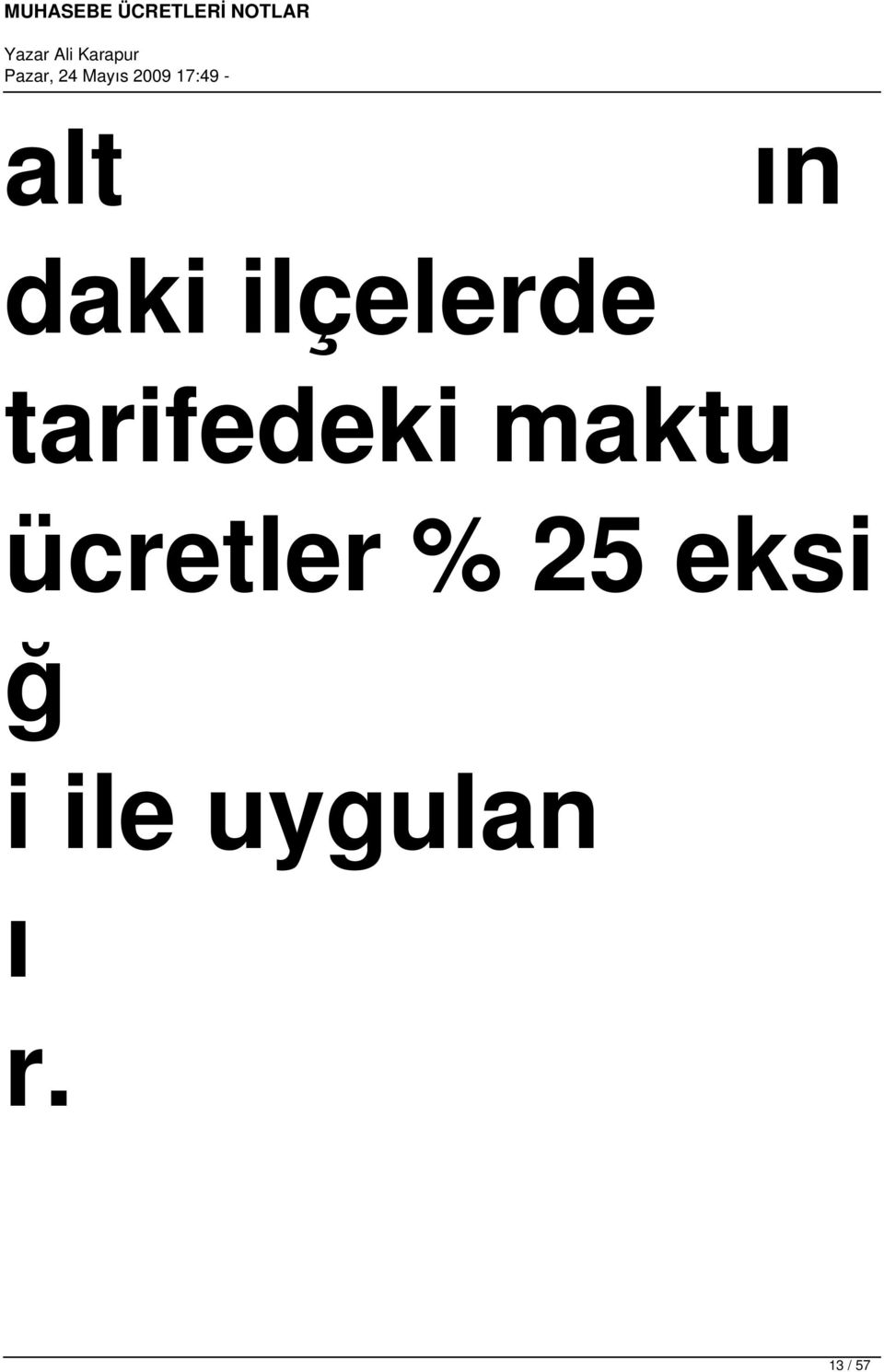 tarifedeki maktu ücretler %