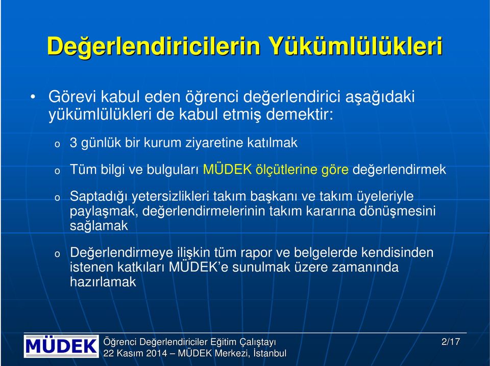 Saptadığı yetersizlikleri takım başkanı ve takım üyeleriyle paylaşmak, değerlendirmelerinin takım kararına dönüşmesini