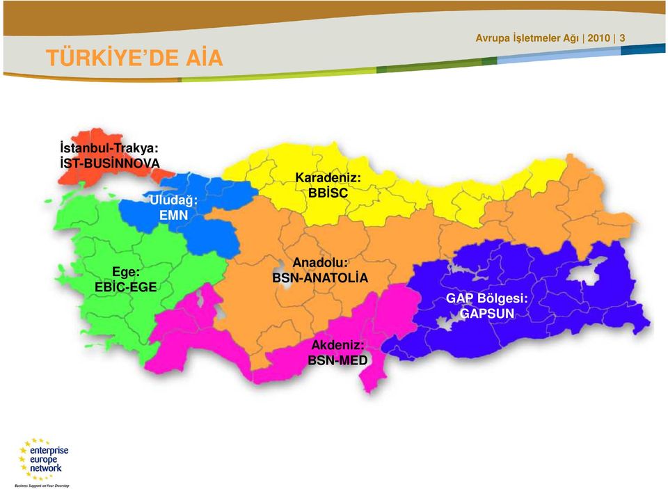 Karadeniz: BBĐSC Ege: EBĐC-EGE Anadolu: