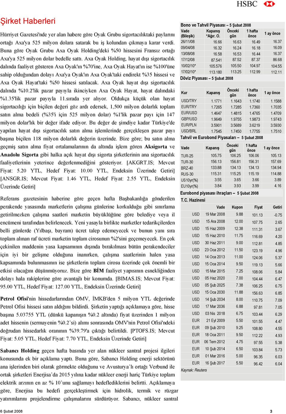 Axa Oyak Holding, hayat dışı sigortacılık dalında faaliyet gösteren Axa Oyak'ın %70'ine, Axa Oyak Hayat'ın ise %100'üne sahip olduğundan dolayı Axa'ya Oyak'ın Axa Oyak'taki endirekt %35 hissesi ve