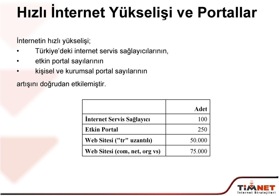 portal sayılarının artışını doğrudan etkilemiştir.