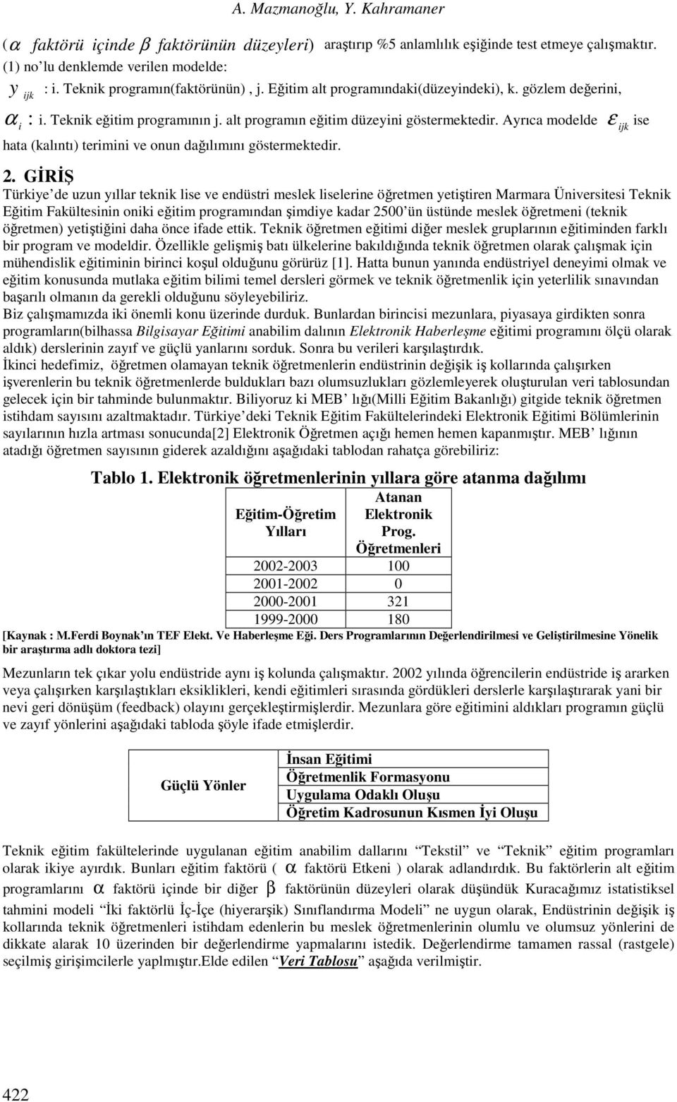 . GİRİŞ Türkye de uzun yıllar teknk lse ve endüstr meslek lselerne öğretmen yetştren Marmara Ünverstes Teknk Eğtm Fakültesnn onk eğtm programından şmdye kadar 5 ün üstünde meslek öğretmen (teknk