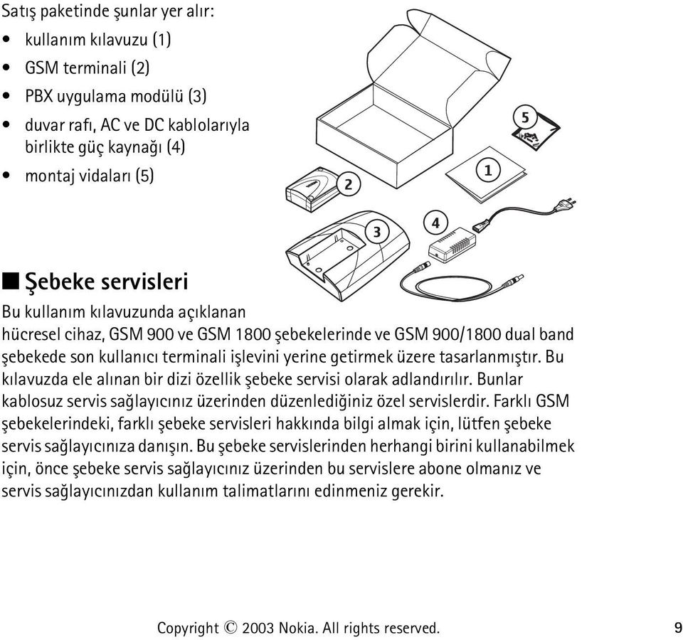 Bu kýlavuzda ele alýnan bir dizi özellik þebeke servisi olarak adlandýrýlýr. Bunlar kablosuz servis saðlayýcýnýz üzerinden düzenlediðiniz özel servislerdir.