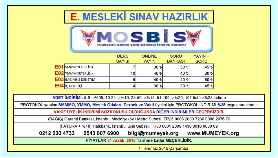 YETERLİLİK 7 30 30 45 E02 YMMM YETERLİLİK 10 40