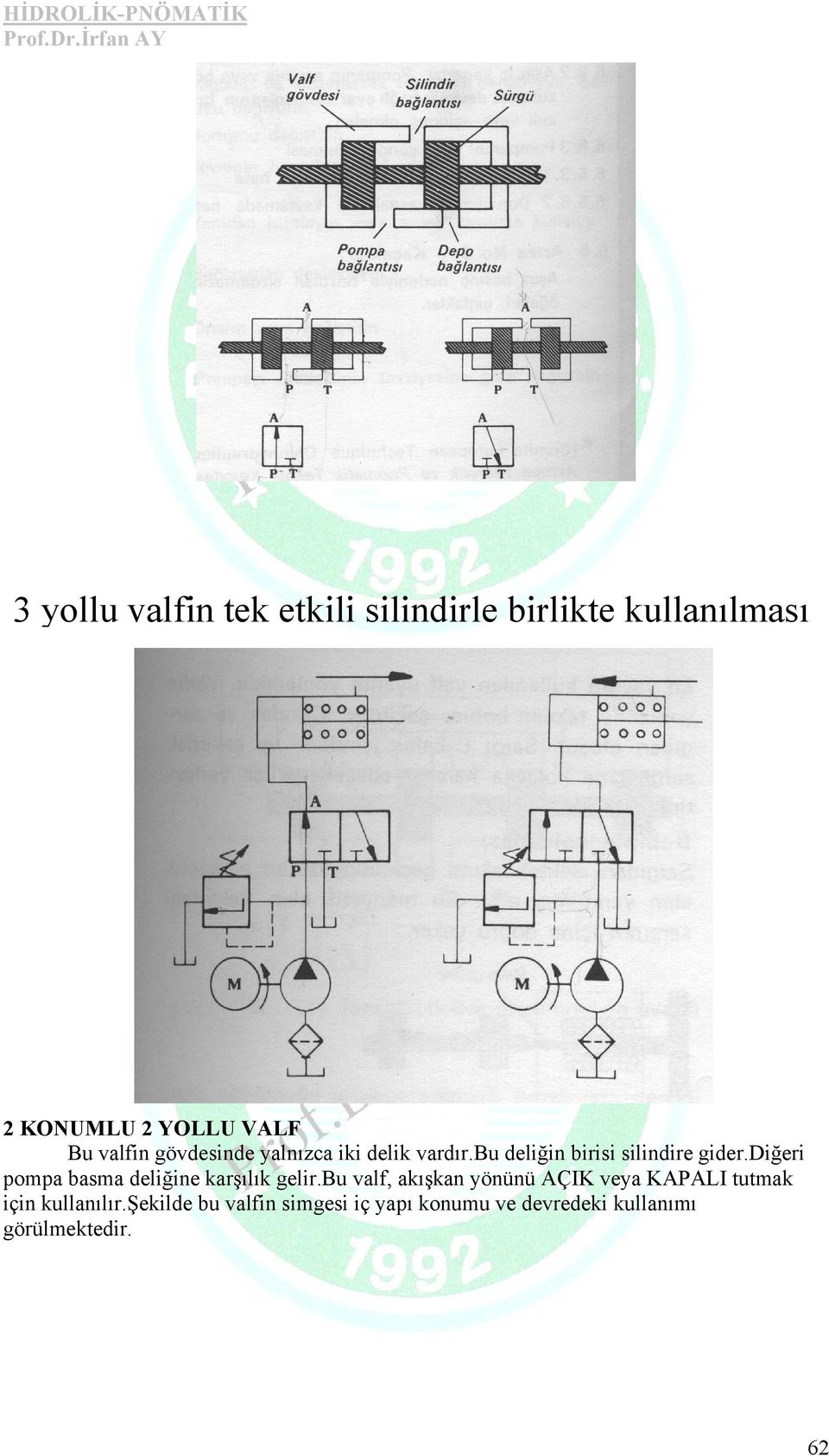 diğeri pompa basma deliğine karşılık gelir.