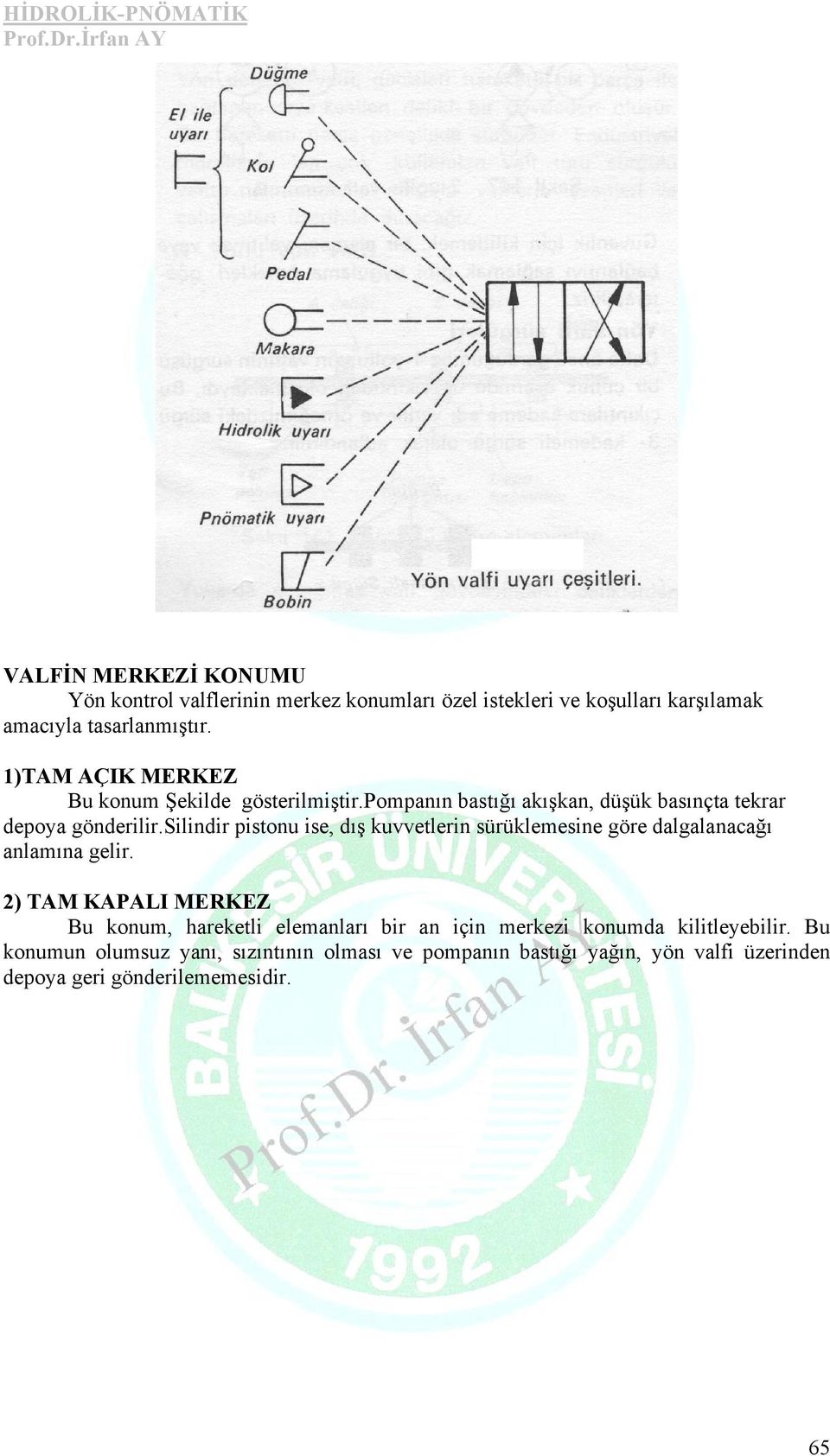 silindir pistonu ise, dış kuvvetlerin sürüklemesine göre dalgalanacağı anlamına gelir.