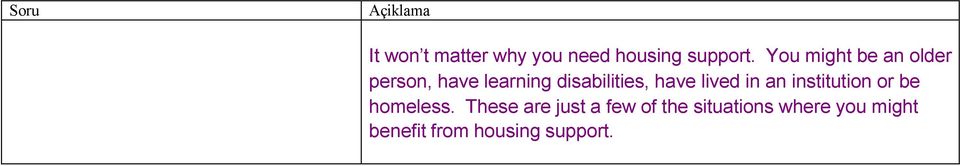 have lived in an institution or be homeless.