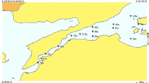 Marmara Denizi genelinde 05/08/2008-12/08/2008 döneminde oşinografik istasyonlarda derinlik dağılımını gösterir harita (İzmit Körfezi) Marmara Denizi genelinde 05/08/2008-12/08/2008 döneminde