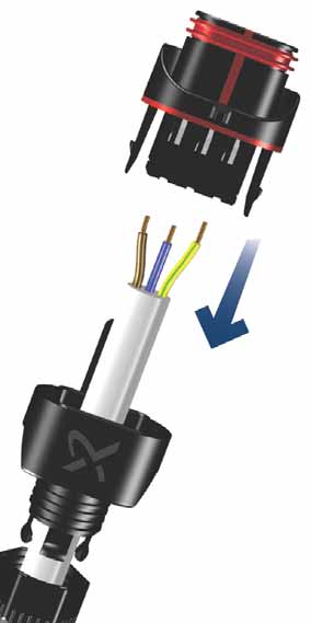 4.3 Güç kaynağı bağlantısı, fişe bağlı versiyonlar 4.3.1 Fişin takılması Adım İşlem Resimli açıklama 1 Kablo rakoru ile fiş kapağını kabloya geçirin. Kablo uçlarını gösterilen şekilde soyun. Maks.